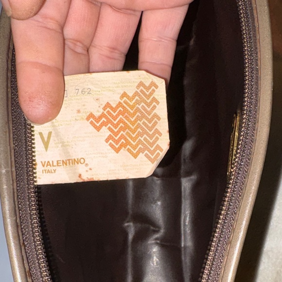 Valentino Vintage Brown Clutch with Gold V-Emblem - Picture 5 of 8